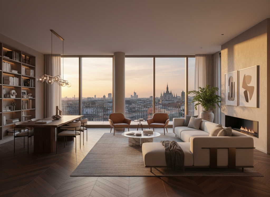 Appartamento di lusso a Milano con vista sullo skyline